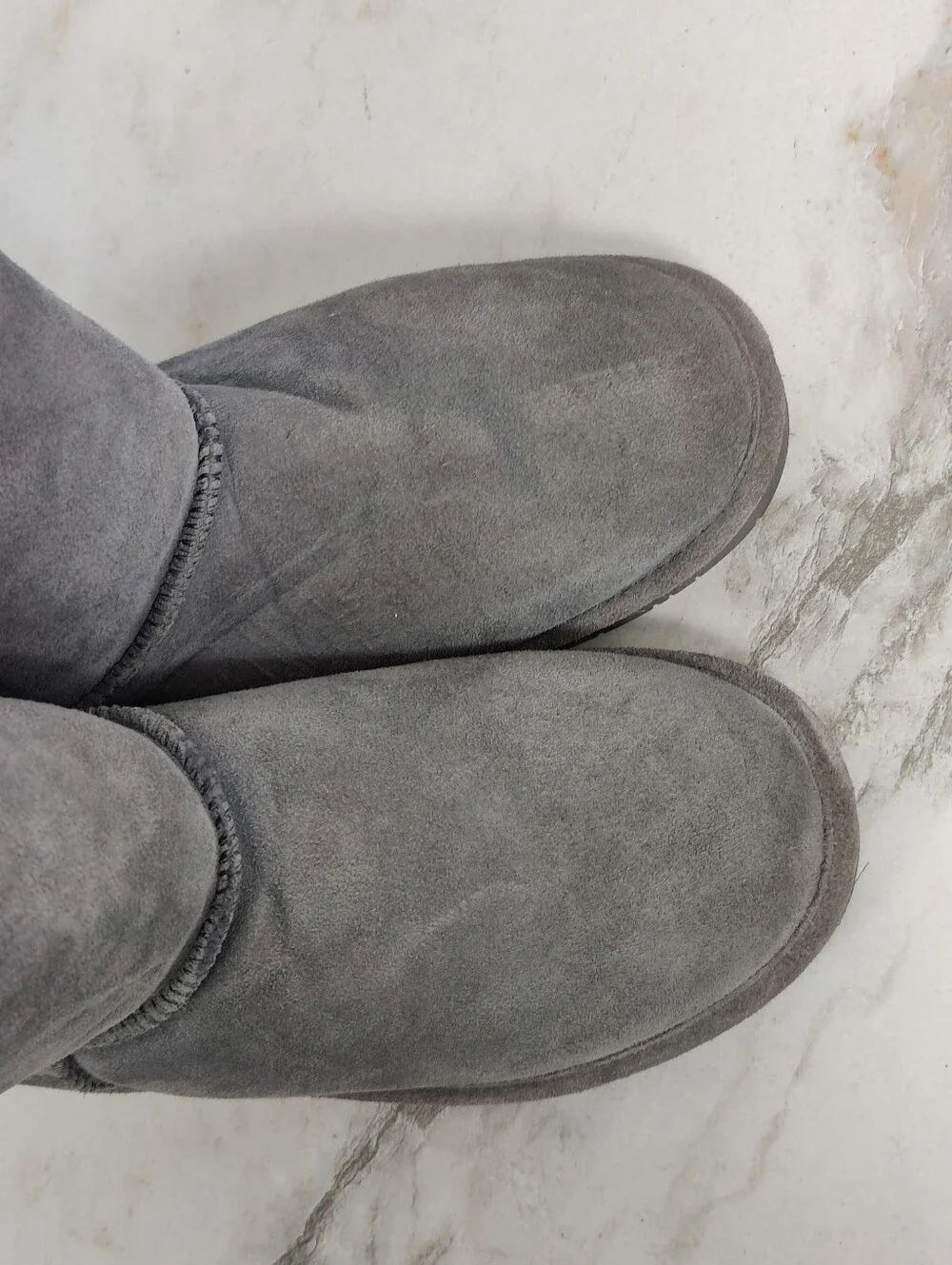 BearPaw Women's Grey Suede Tie Up Bow Winter Boots, Sz 10